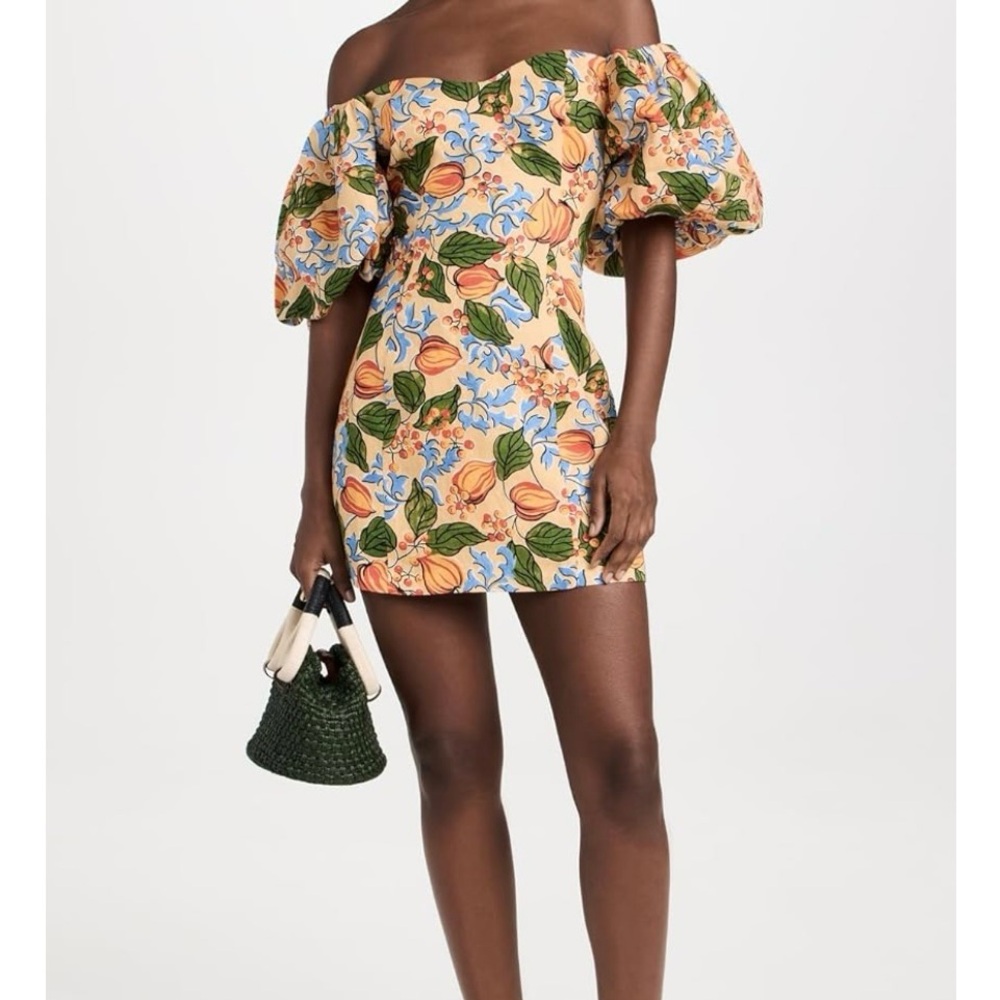 Rhode Dali Off-Shoulder Puff Sleeve Floral Mini Dress